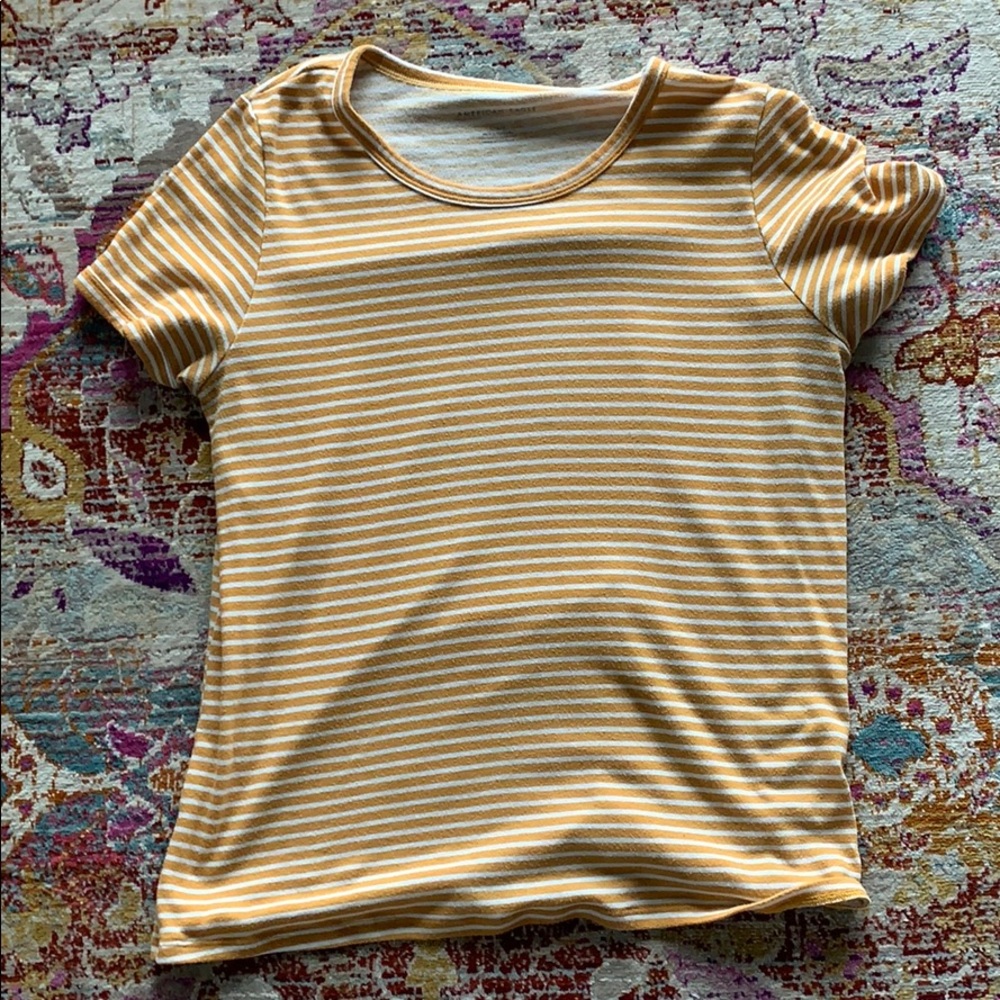 Yellow and white striped tee